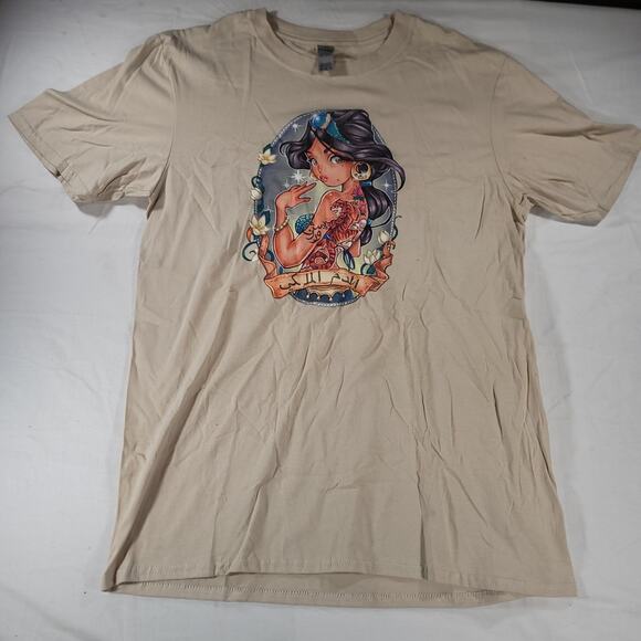 Princess Jasmin Gildan Crew Neck Graphic T Shirt Mens Size Medium M Beige - Picture 2 of 9